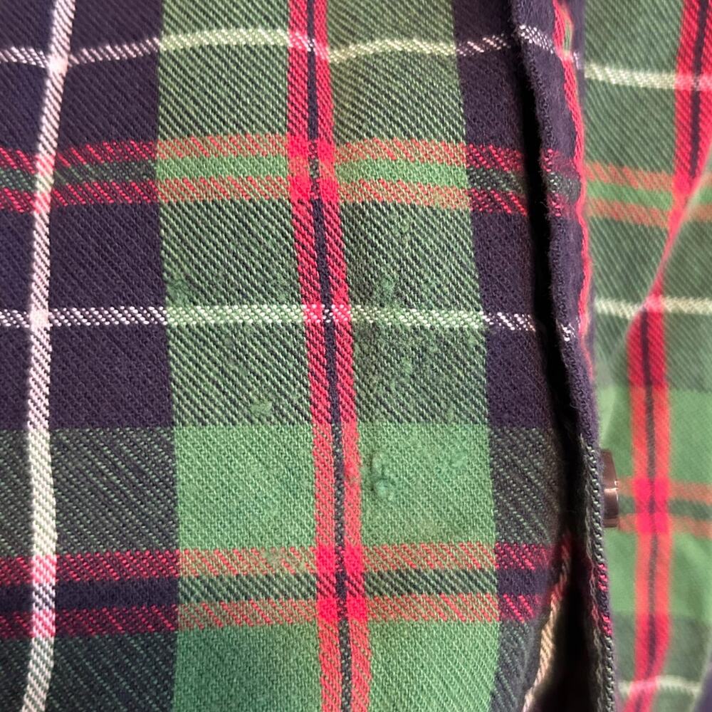 LL Bean Green White Plaid Button Down Shirt Mens Sz Large Traditional Fit Cotton - Picture 10 of 16